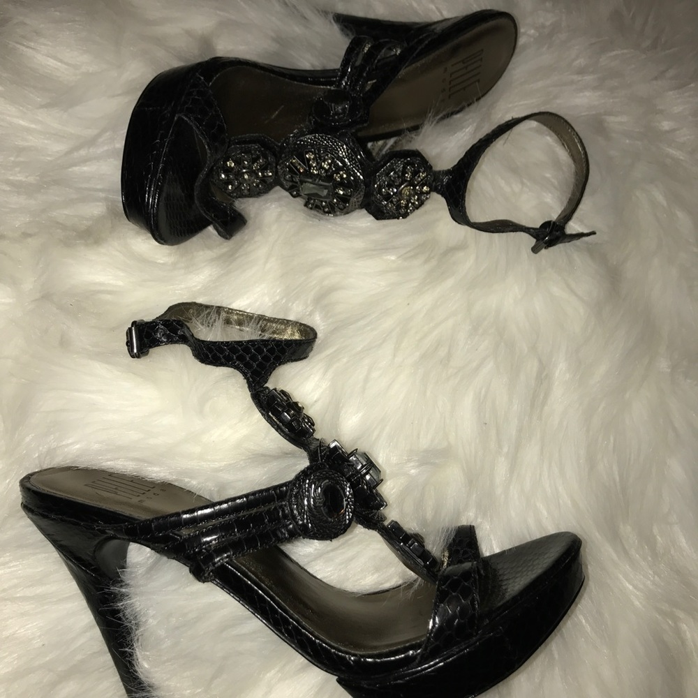 Pelle Moda Python Jeweled Heels - image 5